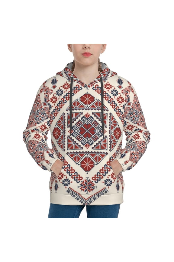 Fashion Tatreez2 Pattern Boys Athletic Unisex Boys Girls Hoodie with Pocket Sweatshirts-Large