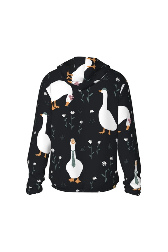 Fashionable Goose Print Women Men Sun Protection UPF 50+ Jackets Zip Up Long Sleeve Hoodie Hiking Lightweight with Pockets
