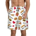thumbnail image 1 of Kdxio Fast Food Pattern Mens Casual Shorts - Drawstring Summer Beach Sports Shorts for Men, 1 of 1