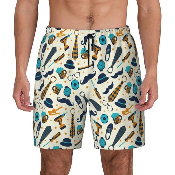 Kdxio Fathers Day Print Men'S Swim Trunks With Compression Liner 7 Inch Inseam Quick Dry Swim Shorts