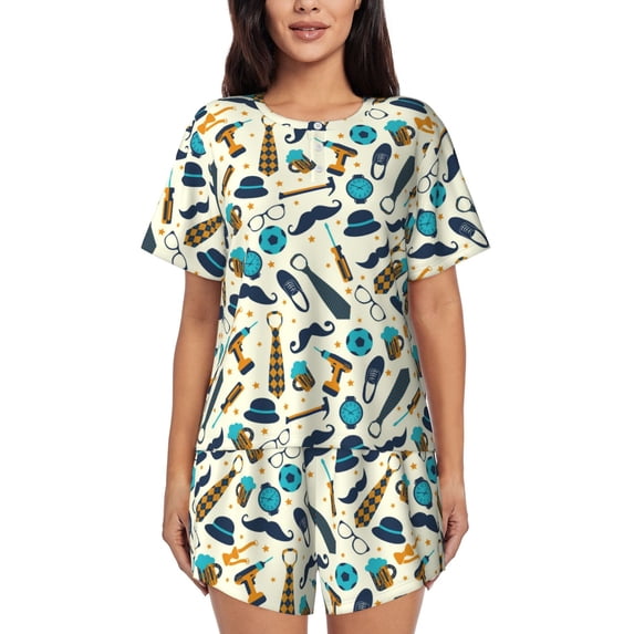 Kdxio Fathers day Print Pajamas Sets for Women Short-Sleeved Pjs with Lounge Shorts Two Piece Sleepwear S-4XL