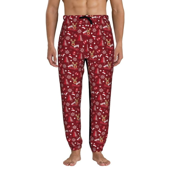 Kdxio Festive Reindeer Pattern Joggers,Sweatpants for Men with Pockets-Large