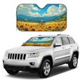 thumbnail image 1 of Kdxio Field Bicycle Young Sunflower Print Windshield Sun Shade, Foldable Sun Blocker for Car,Truck,SUV Automotive Interior Sun Protection,Reflective Shade for Front Windshield(Medium), 1 of 6