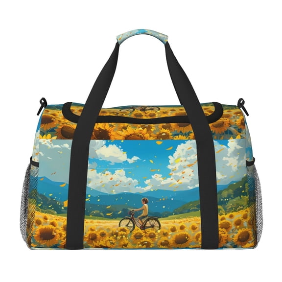 Kdxio Field Bicycle Young Sunflower Travel Duffel Bag Gym Bag Weekender Travel Bag Gym Bag for Women &Men Airplane Travel Essentials for Flying