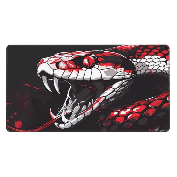 Kdxio Fierce Red Viper Graphic Art Print Large Gaming Mouse Pad,Non-Slip Base,Water Resist Keyboard Pad for Gamer,Office & Home,29.5 x 15.8 in