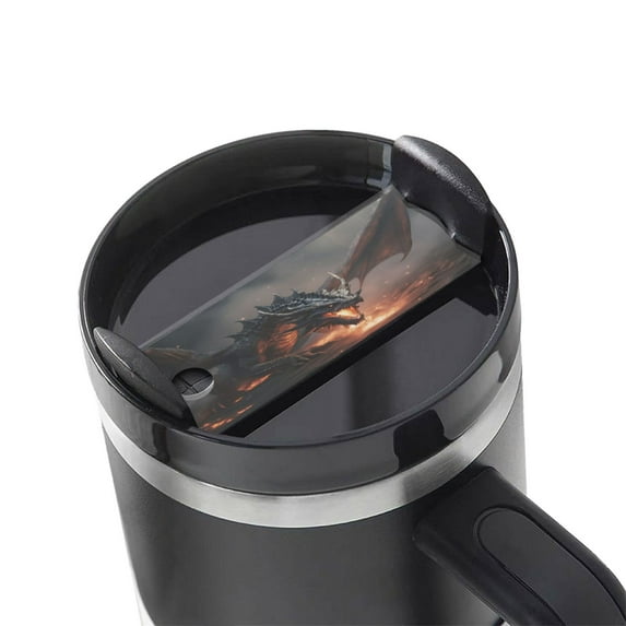 Kdxio Fiery Black Dragon Attack Name Plate Compatible Stanley Cups Name Tag Acrylic Nameplate Tumbler Lid Topper for Cup Accessories