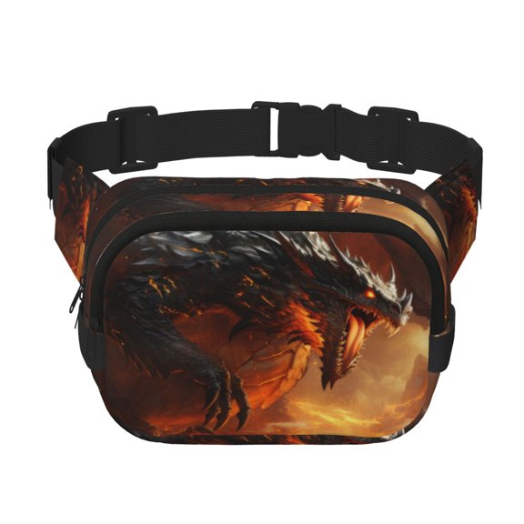 Kdxio Fiery Dragon Of Chaos Crossbody Double Layer Waist Bag Belt Bag for Unisex Fanny Pack Fashion Waist Packs for Hiking Running Shopping Traveling