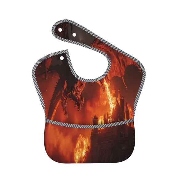Kdxio Fiery Dragons Castle Attack Bibs For Babies, Baby Bibs for Eating, Toddler Bibs, Waterproof Bibs, Feeding Bibs, for Toddlers, Boys, Girls