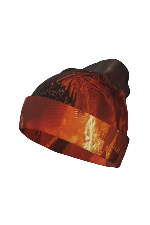 Fiery Dragons Castle Attack Winter Beanie for Men Women Beanie Knit Hat Cuffed Cap Beanie Knit Chunky Snow Cap