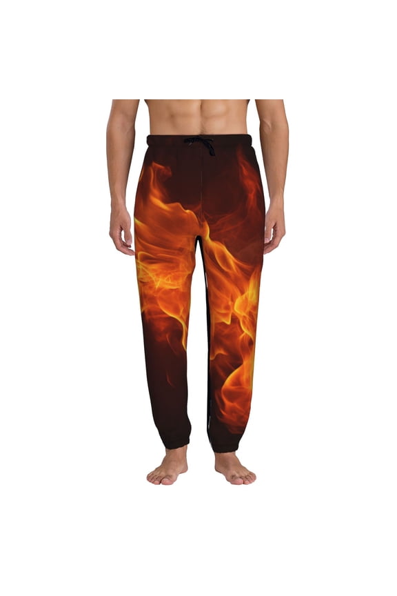 Fiery Orange Flames Energy Pattern Joggers,Sweatpants for Men with Pockets-X-Large