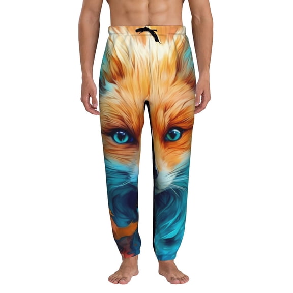 Kdxio Fiery Red Maple Leaf Fox Pattern Joggers,Sweatpants for Men with Pockets-XX-Large