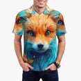 thumbnail image 1 of Kdxio Fiery Red Maple Leaf Fox Print Men's Short Sleeve Polo Shirt,Midweight Men's Shirt, 1 of 5