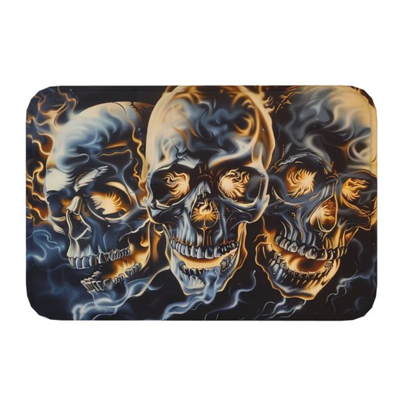 Kdxio Fiery Skull Trio,16" x 24", Non-Slip Front Door Mats,Outdoor Welcome Mat Washable