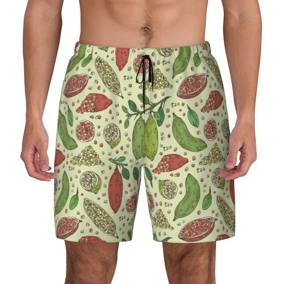 Kdxio Finger Lime Fruits Print Men's Swim Trunks with Compression Liner 7 Inch Inseam Quick Dry Swim Shorts