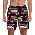 thumbnail image 1 of Kdxio Fire And Rescue Truck Print Men'S Swim Trunks With Compression Liner 7 Inch Inseam Quick Dry Swim Shorts, 1 of 7