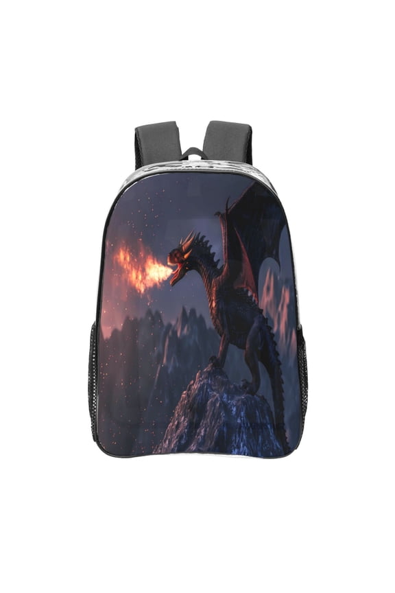 Fire Breathing Dragon Twilight Clear Backpack, Transparent Bookbag for School for Women Men, Capacity Clear Bag for College, Travel