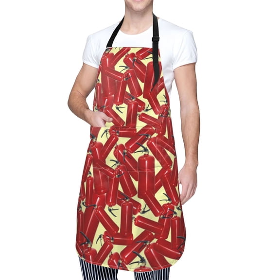 Kdxio Fire Extinguisher Apron with Pockets Adjustable Kitchen Aprons for Men Women Waterproof Aprons for Cooking,Drawing,Crafting, Baking Household Cleaning