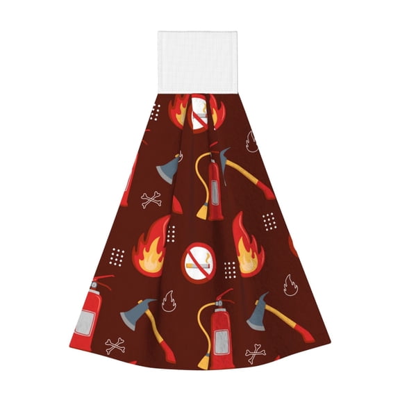 Kdxio Fire Extinguisher Hand Towel with Loop Hanging Towel Absorbent Tie Towels for Kitchen Tea Bar Bathroom Decor