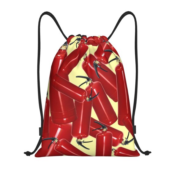 Kdxio Fire Extinguisher Print Drawstring Backpack Bag,Waterproof Draw String Back Sack, Gym Drawstring Bags Swim Bag For Unisex