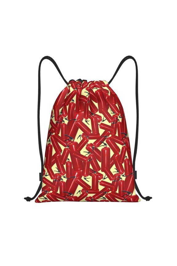 Fire Extinguisher Print Drawstring Backpack Bag,Waterproof Draw String Back Sack, Gym Drawstring Bags Swim Bag For Unisex