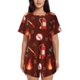 thumbnail image 1 of Kdxio Fire Extinguisher Print Pajamas Sets for Women Short-Sleeved Pjs with Lounge Shorts Two Piece Sleepwear S-4XL, 1 of 8
