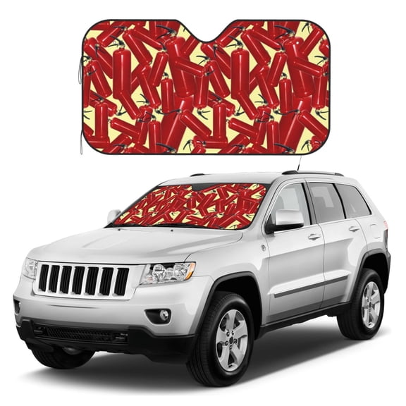 Kdxio Fire Extinguisher Print Windshield Sun Shade, Foldable Sun Blocker for Car,Truck,SUV Automotive Interior Sun Protection,Reflective Shade for Front Windshield(Medium)
