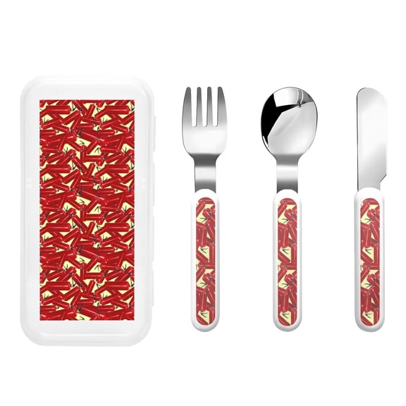 Kdxio Fire Extinguisher Toddler Utensils Set - Kids Silverware Set, Set Kids Utensils Set with Case for Preschooler Children