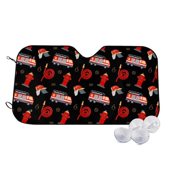 Kdxio Fire Fighting Print Windshield Sun Shade,UV Rays and Sun Heat Protection,Sunshade for Car Windshield,Car Shade Front Windshield - Small