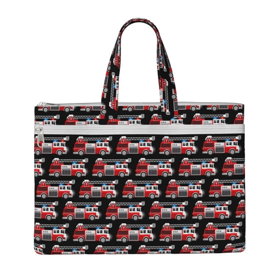 Kdxio Fire and Rescue Truck File Tote Document Bag Business Briefcase Bag Document Organizer Tote Briefcase for Letter A4 Files Business Teacher Office Bag
