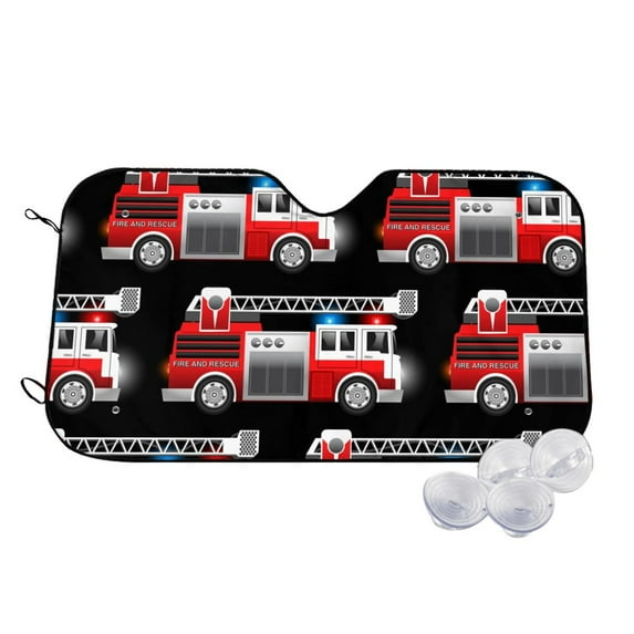 Kdxio Fire and Rescue Truck Print Windshield Sun Shade,UV Rays and Sun Heat Protection,Sunshade for Car Windshield,Car Shade Front Windshield - Medium