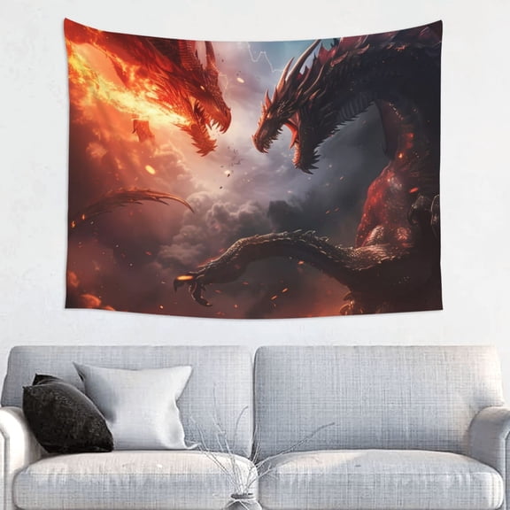 Kdxio Fire Sky Dragon Wall Hanging Tapestries Banner For Bedroom College Dorm Home Living Room Party Decor 29X37 In