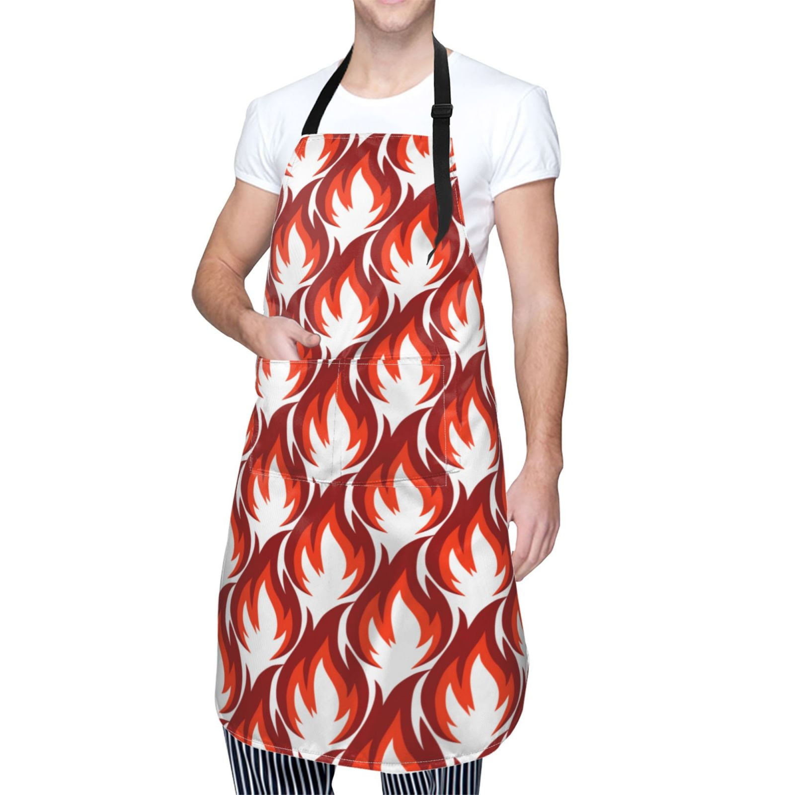 Kdxio Fire Symbols Apron with Pockets Adjustable Kitchen Aprons for Men Women Waterproof Aprons for Cooking,Drawing,Crafting, Baking Household Cleaning