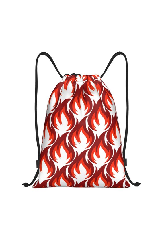 Fire Symbols Print Drawstring Backpack Bag,Waterproof Draw String Back Sack, Gym Drawstring Bags Swim Bag For Unisex