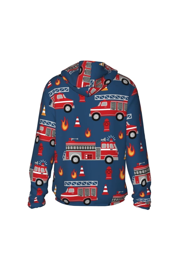 Fire Truck 1 Print Women Men Sun Protection UPF 50+ Jackets Zip Up Long Sleeve Hoodie Hiking Lightweight with Pockets