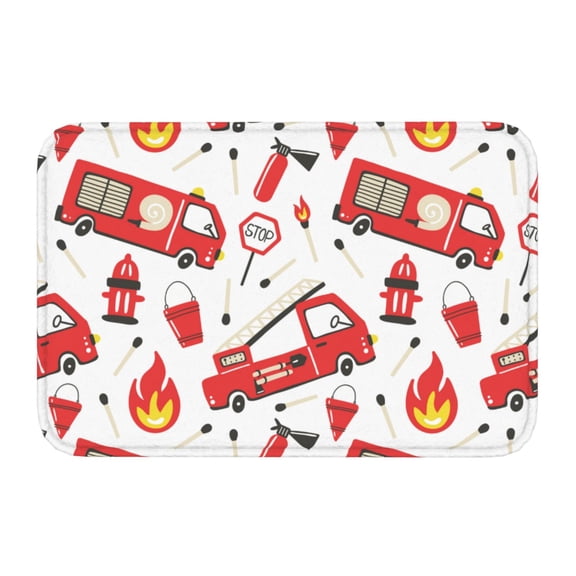 Kdxio Fire Truck,16" x 24", Non-Slip Front Door Mats,Outdoor Welcome Mat Washable