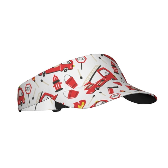 Kdxio Fire Truck Print Sun Visor Hat Golf Visor Adjustable Velcro Outdoor Sports Cap For Men Women