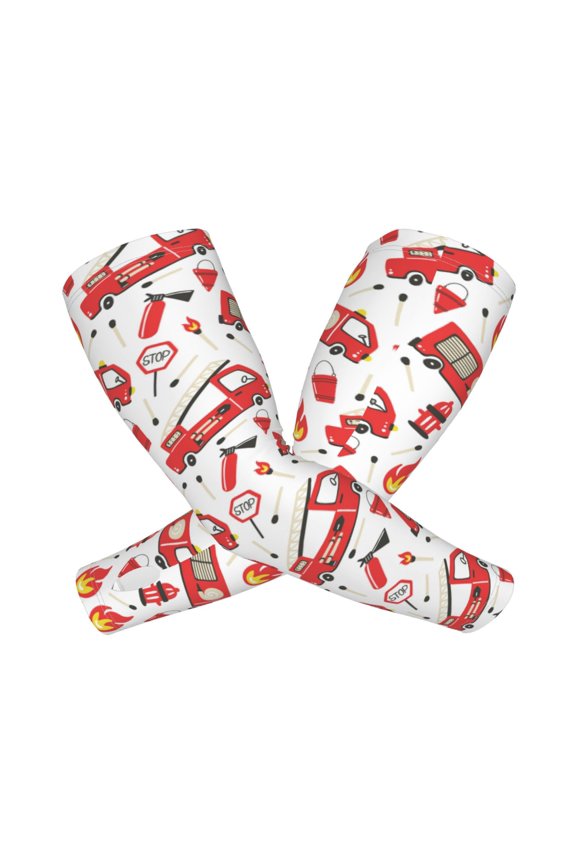 Fire Truck Print UV Sun Protection Arm Sleeves - Tattoo Cover Up - Basketball Arm Sleeve UPF 50 Cooling for Men Women