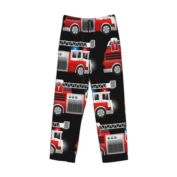 Kdxio Fire and Rescue Truck Print Men's Sleep Pajama Pant Lounge Pants with Pockets