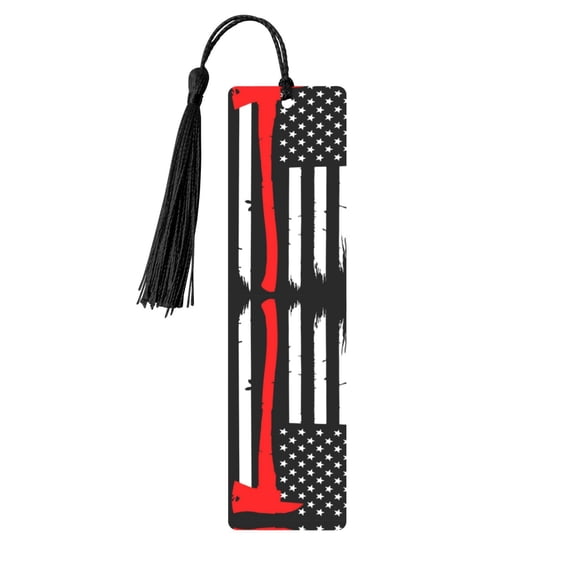 Kdxio Firefighters USA Flag Print Metal Tassel Bookmarks,Perfect Gift for Art Lovers and Bookworms Metal Bookmarks for Women