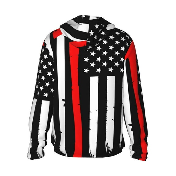 Kdxio Firefighters USA Flag Print Women Men Sun Protection UPF 50  Jackets Zip Up Long Sleeve Hoodie Hiking Lightweight with Pockets