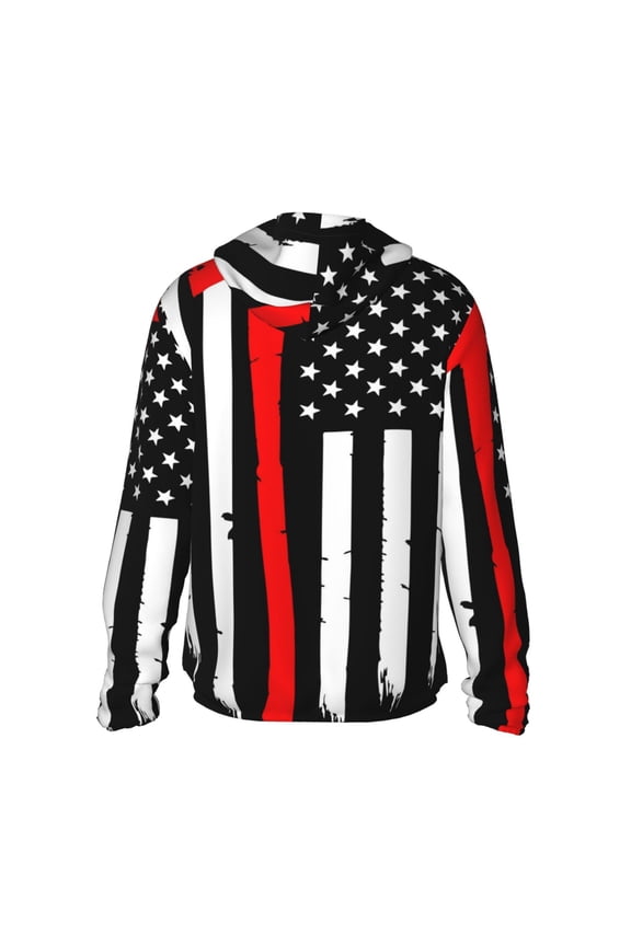 Firefighters USA Flag Print Women Men Sun Protection UPF 50+ Jackets Zip Up Long Sleeve Hoodie Hiking Lightweight with Pockets