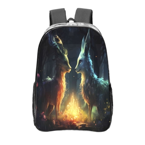 Kdxio Firefly Forest Fox Clear Backpack, Transparent Bookbag for School for Women Men, Capacity Clear Bag for College, Travel