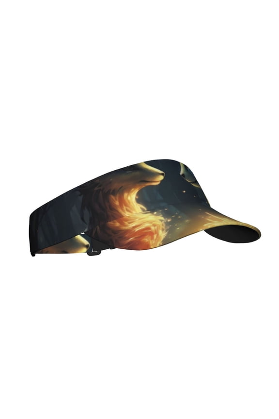 Firefly Forest Fox Print Sun Visor Hat Golf Visor Adjustable Velcro Outdoor Sports Cap for Men Women