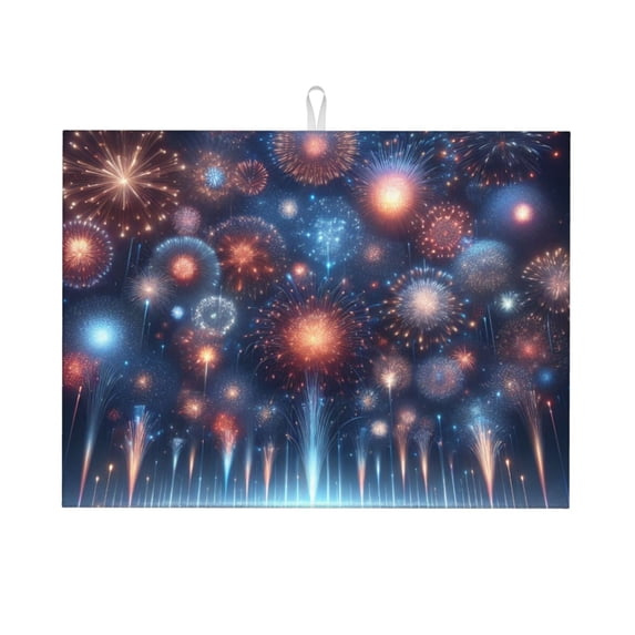 Kdxio Fireworks1 for Dish Drying Mat,24*18 inch Absorbent Dish Drainer Kitchen Counter,Large Size Dish Drying Pad for Countertops,Draining Racks