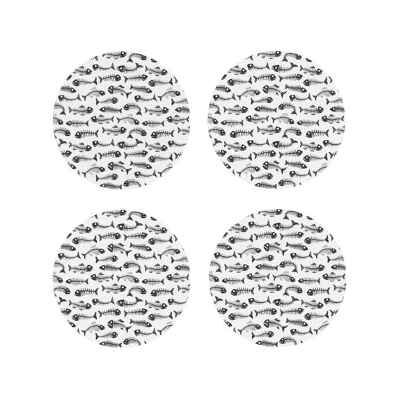 Kdxio Fish Bones Funny Coasters,4 Pcs Leather Coasters,Housewarming Gifts,Protect Furniture from Water Marks Scratch and Damage