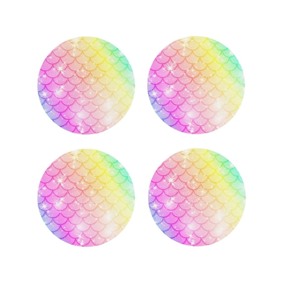 Kdxio Fish Scale Funny Coasters,4 Pcs Leather Coasters,Housewarming Gifts,Protect Furniture From Water Marks Scratch And Damage