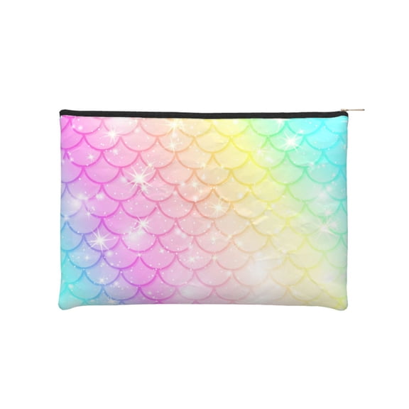 Kdxio Fish Scale Makeup Bag Toiletry Bag Canvas Makeup Bags Zipper Cosmetic Pouch Travel Cosmetic Pouch for Women Gifts