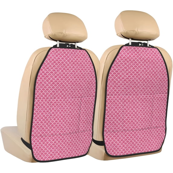 Kdxio Fish Scales Print 2 Pack Car Kick Mat Seat Cover Back Protector Mat with Pockets for Organizer Backseat Protector and Storage Anti Kick Pad for Vehicles