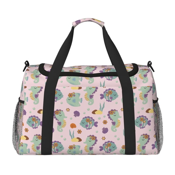 Kdxio Fish Seahorse Travel Duffel Bag Gym Bag Weekender Travel Bag Gym Bag for Women &Men Airplane Travel Essentials for Flying
