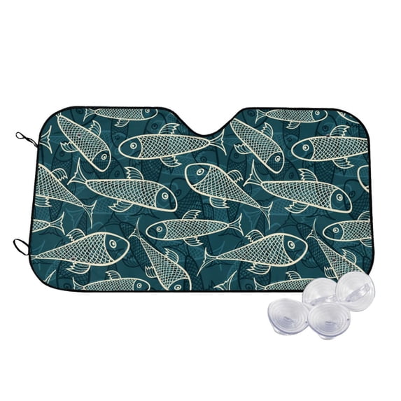 Kdxio Fish Style Print Windshield Sun Shade,UV Rays and Sun Heat Protection,Sunshade for Car Windshield,Car Shade Front Windshield - Medium